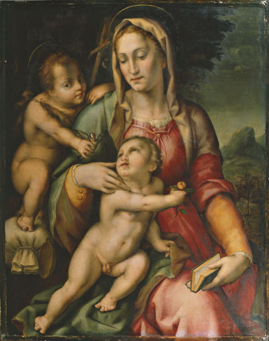 Anonimo — Foschi Pier Francesco - sec. XVI - Madonna con Bambino e san Giovannino — insieme